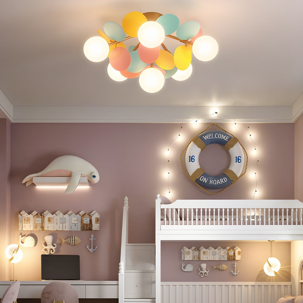 Lámpara de techo redonda con hojas acrílicas – Colores pastel macaron – 1, 4, 6 u 8 puntos de luz – Casquillo G9 – Diseño escandinavo para habitación