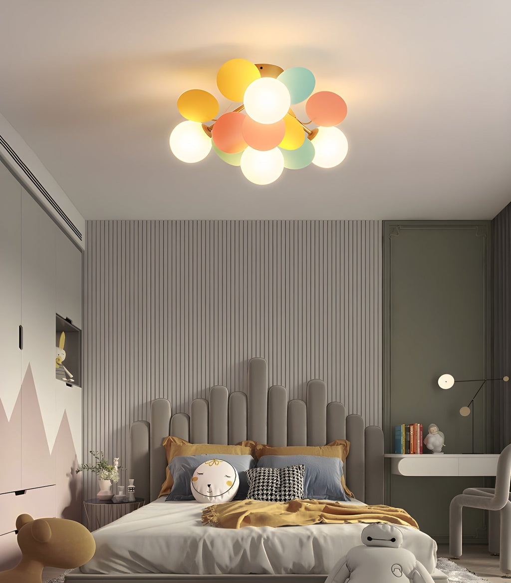 Lámpara de techo redonda con hojas acrílicas – Colores pastel macaron – 1, 4, 6 u 8 puntos de luz – Casquillo G9 – Diseño escandinavo para habitación