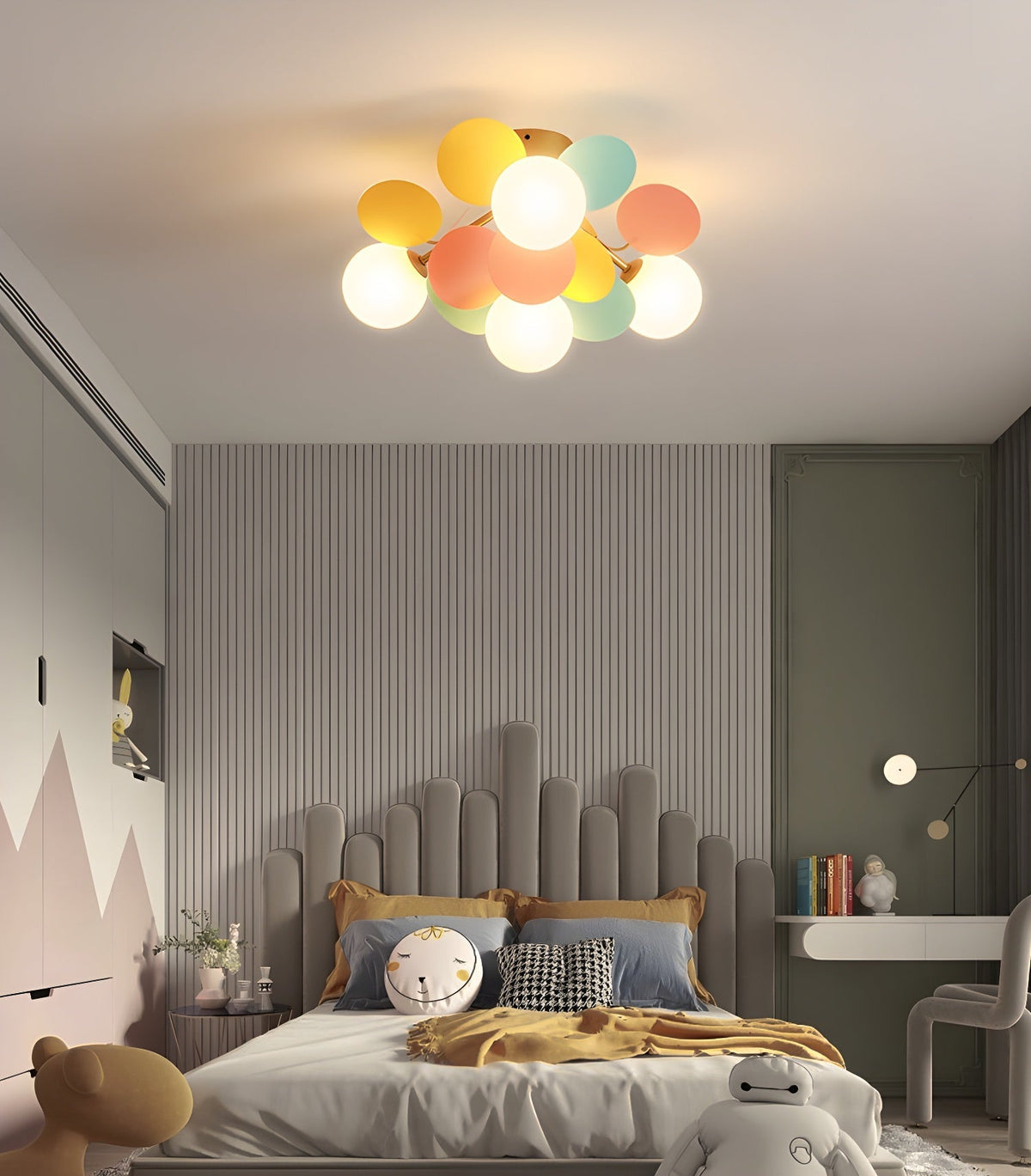 Lámpara de techo redonda con hojas acrílicas – Colores pastel macaron – 1, 4, 6 u 8 puntos de luz – Casquillo G9 – Diseño escandinavo para habitación