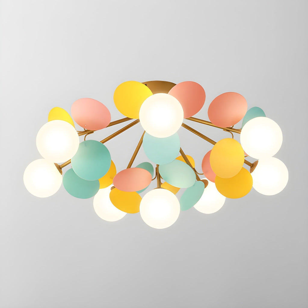 Lámpara de techo redonda con hojas acrílicas – Colores pastel macaron – 1, 4, 6 u 8 puntos de luz – Casquillo G9 – Diseño escandinavo para habitación