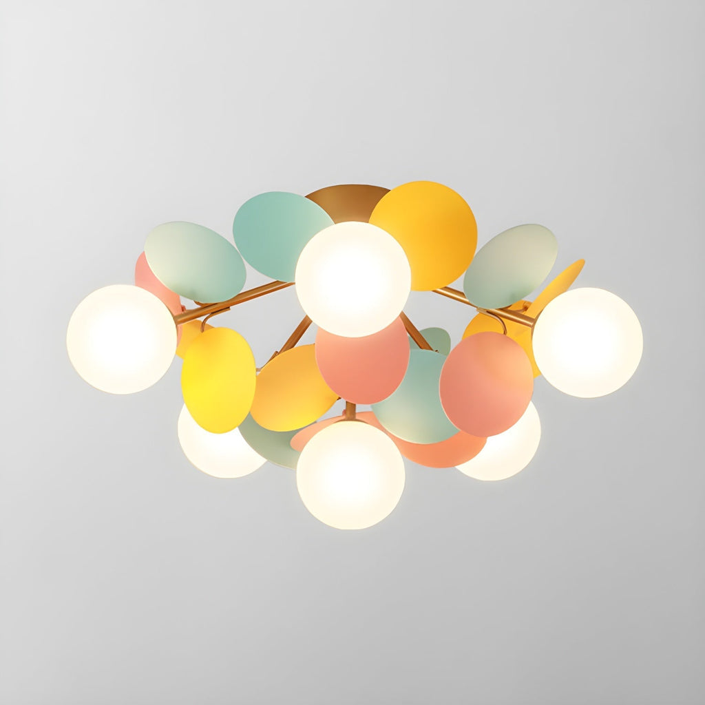 Lámpara de techo redonda con hojas acrílicas – Colores pastel macaron – 1, 4, 6 u 8 puntos de luz – Casquillo G9 – Diseño escandinavo para habitación