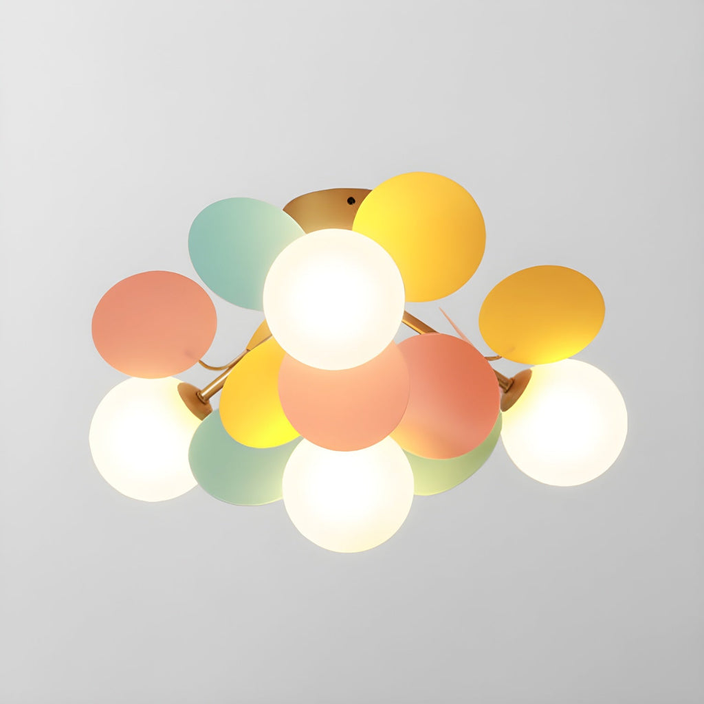 Lámpara de techo redonda con hojas acrílicas – Colores pastel macaron – 1, 4, 6 u 8 puntos de luz – Casquillo G9 – Diseño escandinavo para habitación