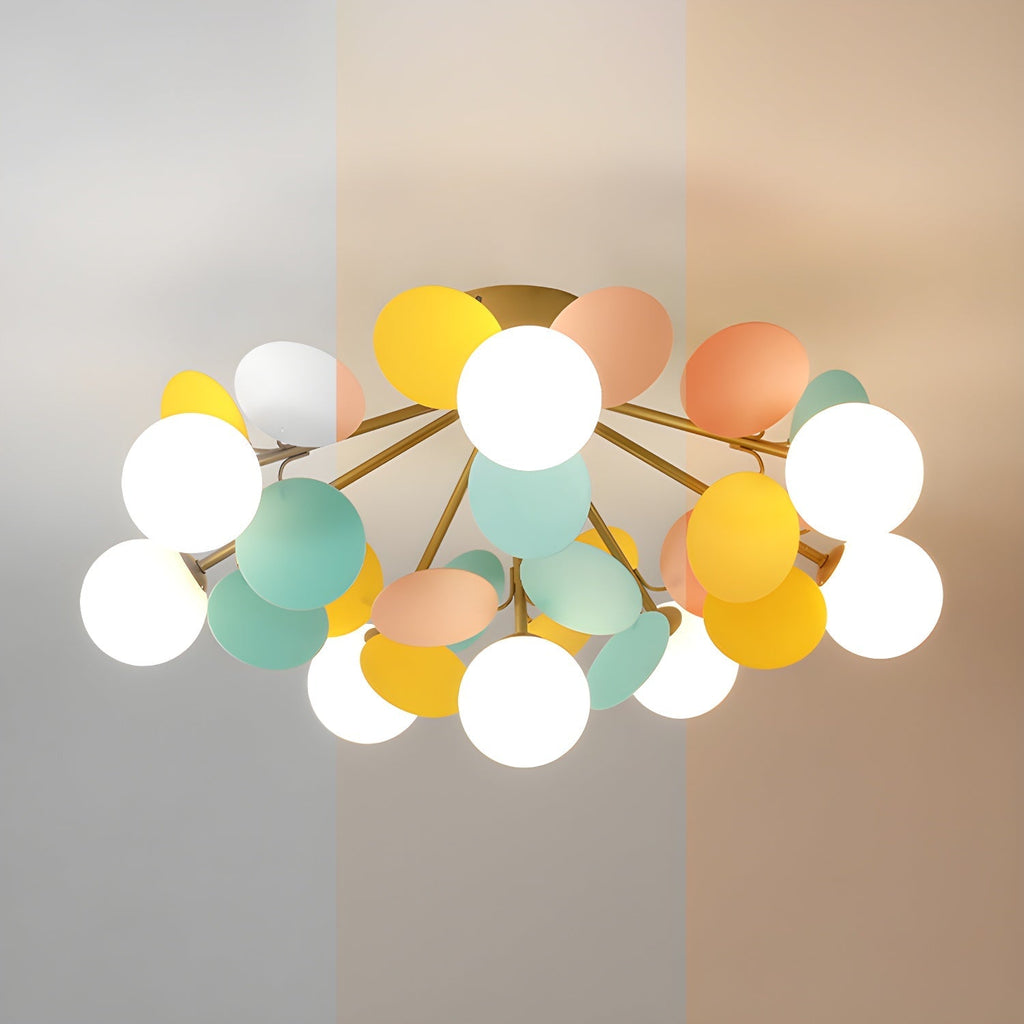 Lámpara de techo redonda con hojas acrílicas – Colores pastel macaron – 1, 4, 6 u 8 puntos de luz – Casquillo G9 – Diseño escandinavo para habitación