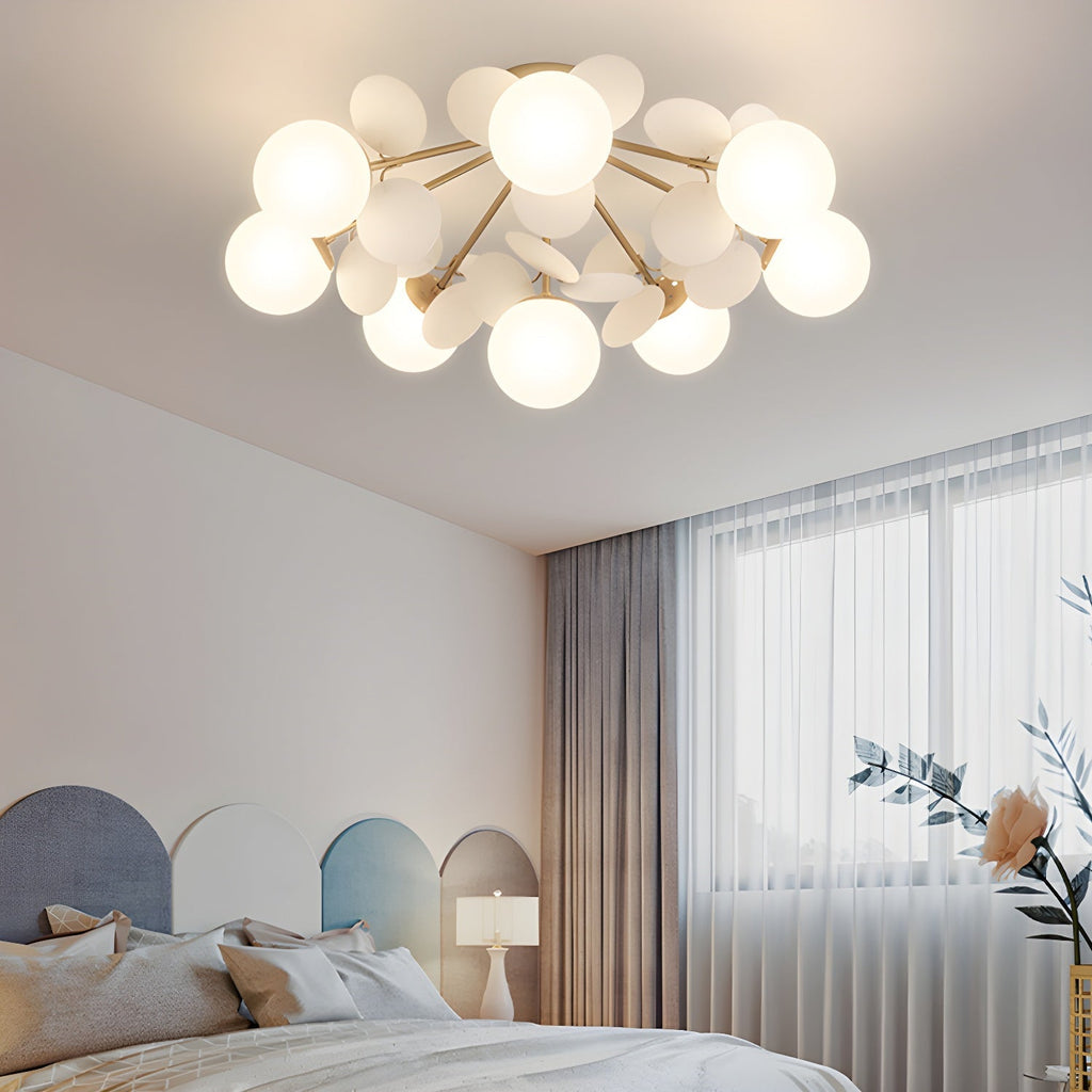 Lámpara de techo redonda con hojas acrílicas – Colores pastel macaron – 1, 4, 6 u 8 puntos de luz – Casquillo G9 – Diseño escandinavo para habitación