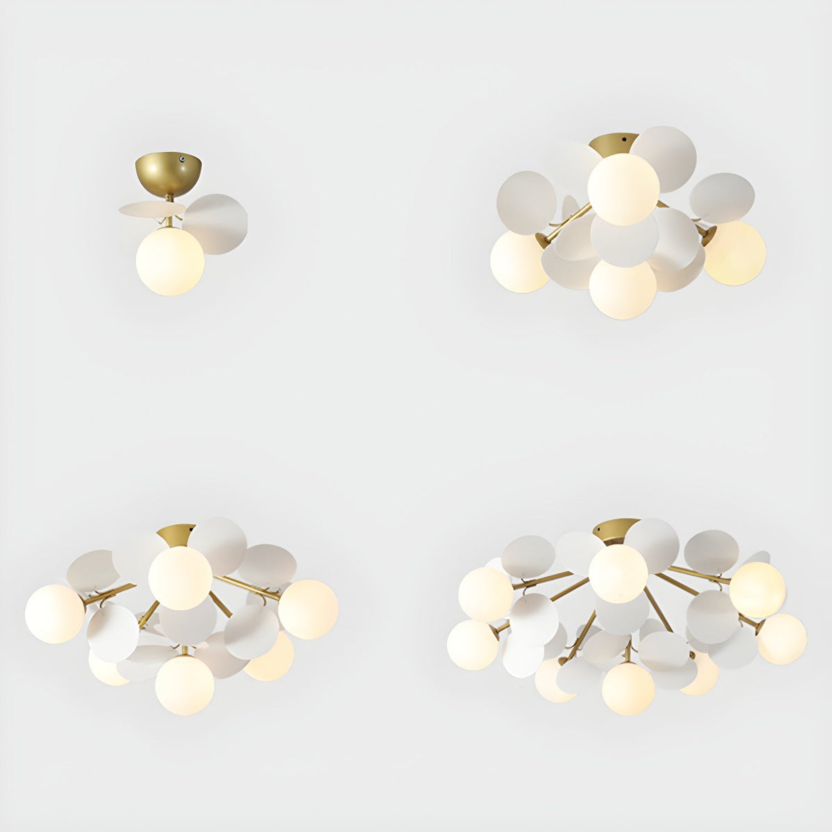 Lámpara de techo redonda con hojas acrílicas – Colores pastel macaron – 1, 4, 6 u 8 puntos de luz – Casquillo G9 – Diseño escandinavo para habitación