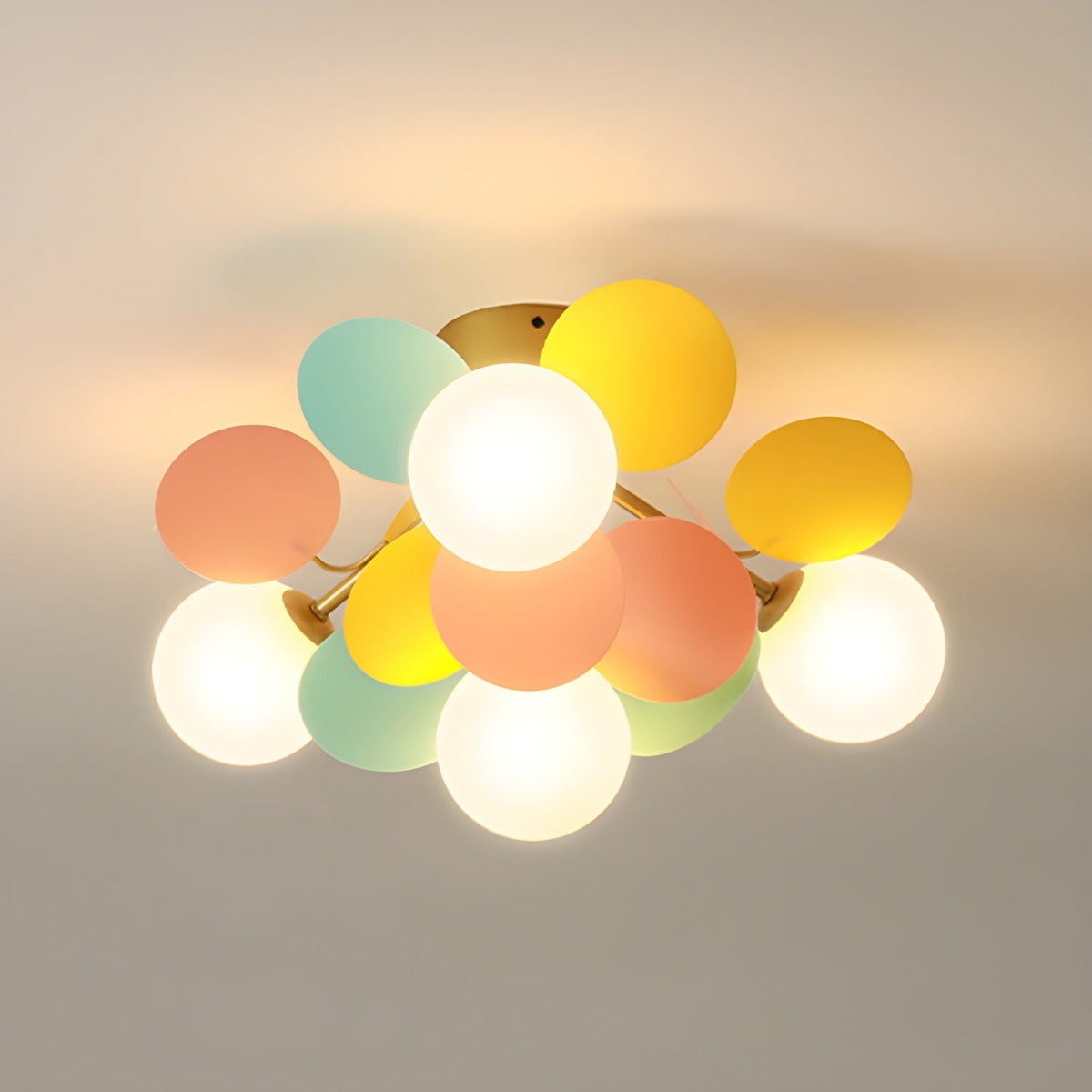 Lámpara de techo redonda con hojas acrílicas – Colores pastel macaron – 1, 4, 6 u 8 puntos de luz – Casquillo G9 – Diseño escandinavo para habitación
