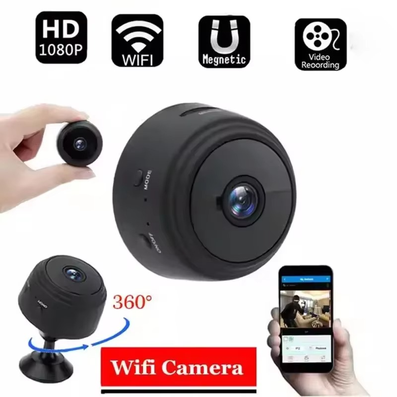 Mini cámara de seguridad inalámbrica HD 1080p con visión nocturna y audio