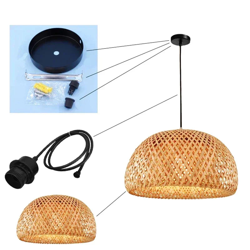 Luxora Bambus-Pendelleuchte tejido a mano – Deckenleuchte respetuoso con el medio ambiente