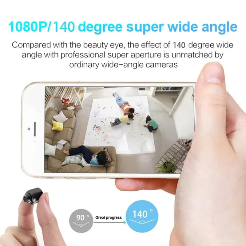 Mini cámara de seguridad WiFi HD 1080P con visión nocturna y detección de movimiento (alimentación por cable)