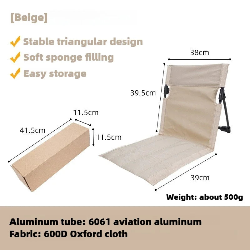 Silla plegable ultraligera para camping: asiento acolchado y comodidad portátil para exteriores.
