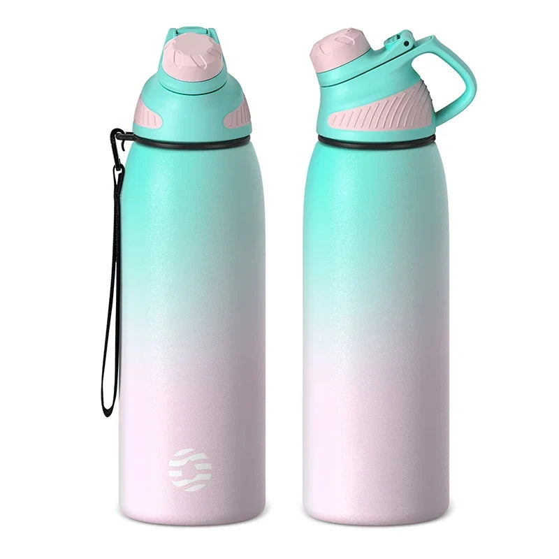 Botella de agua isotérmica de 1000 ml, termo de acero inoxidable con tapa magnética, ideal para viajes de verano de 2026