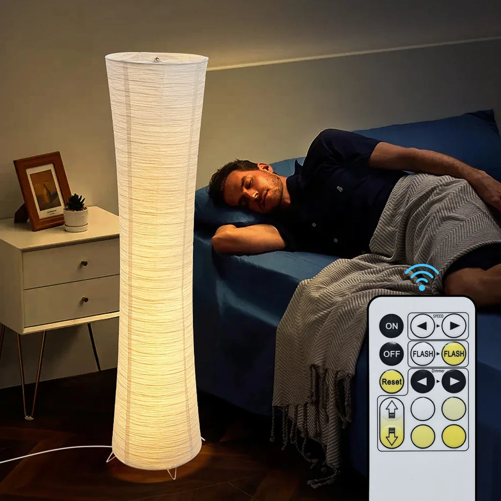 Lámpara de pie LED, lámpara de esquina con temporizador ajustable, pantalla de papel tricolor, primavera 2026, decoración del hogar