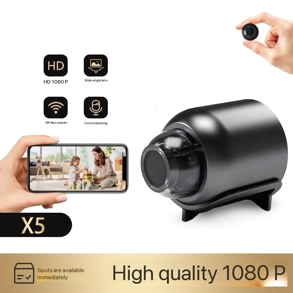 Mini cámara de seguridad WiFi HD 1080P con visión nocturna y detección de movimiento (alimentación por cable)