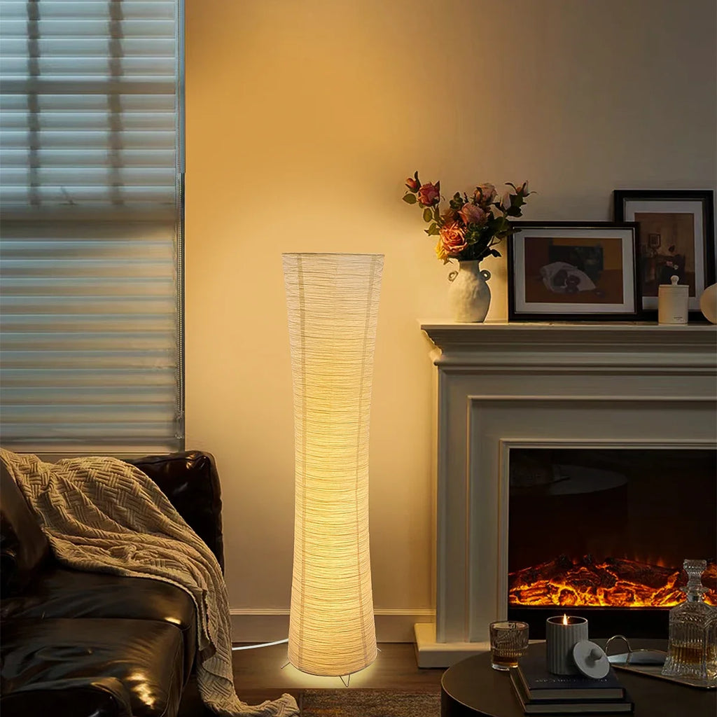 Lámpara de pie LED, lámpara de esquina con temporizador ajustable, pantalla de papel tricolor, primavera 2026, decoración del hogar