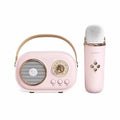 Altavoz portátil Bluetooth para karaoke con micrófono y mini radio FM. Idea de regalo para la vuelta al cole 2025.