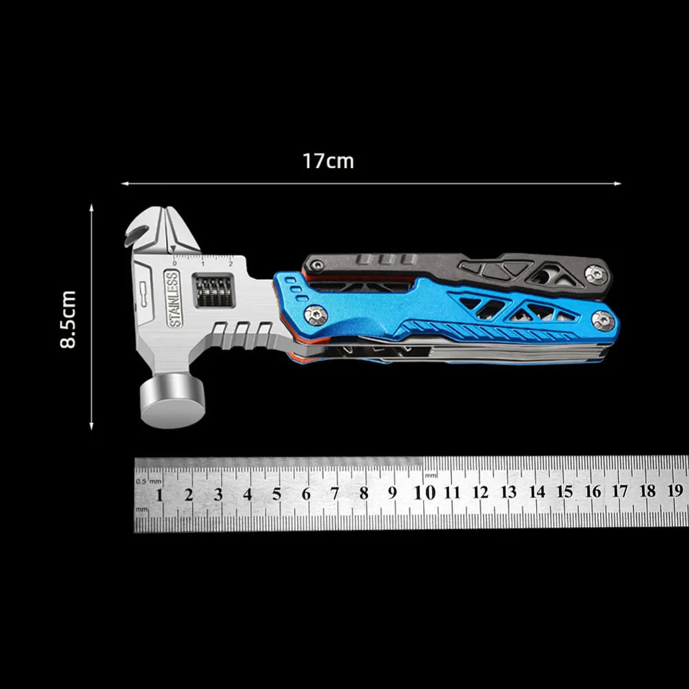 Llave multiusos con alicates y martillo