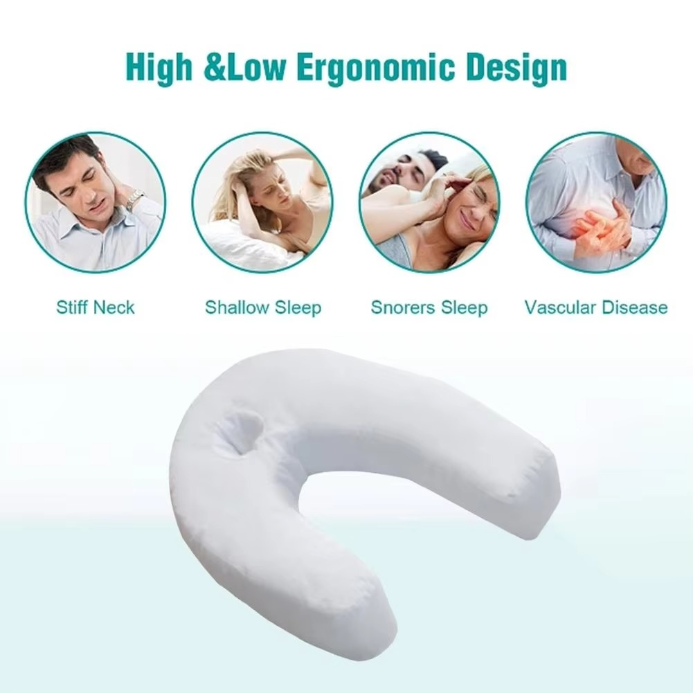 Almohada en forma de U para dormir de lado, para soporte del cuello y la columna vertebral