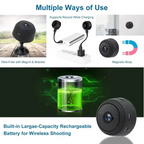 Mini cámara de seguridad inalámbrica HD 1080p con visión nocturna y audio