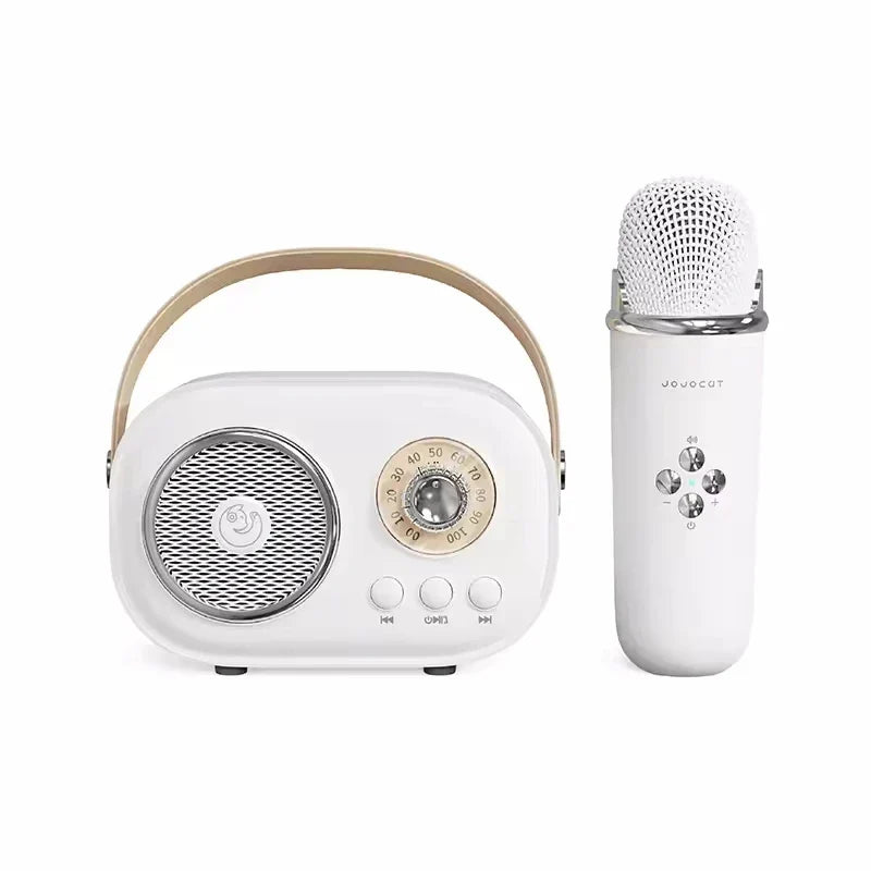 Altavoz portátil Bluetooth para karaoke con micrófono y mini radio FM. Idea de regalo para la vuelta al cole 2025.
