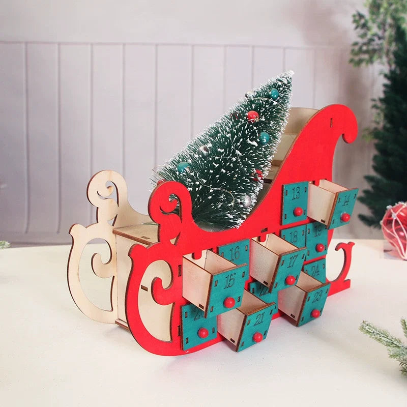 Calendario de Navidad de escritorio de madera