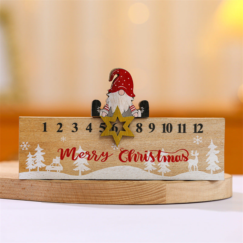 Calendario de Navidad de madera con cuenta regresiva del anciano