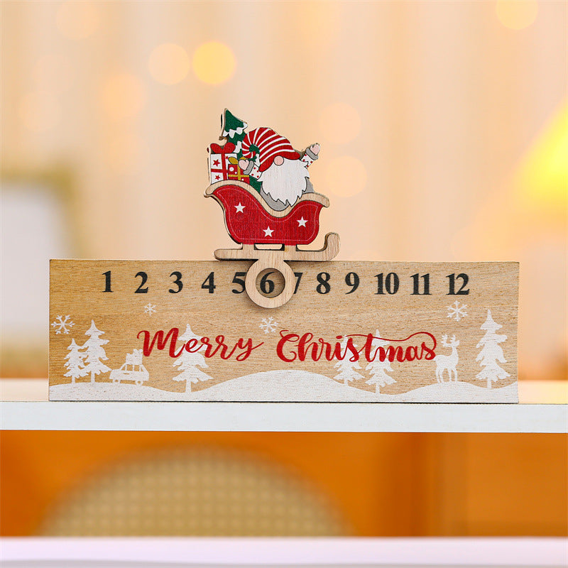 Calendario de Navidad de madera con cuenta regresiva del anciano