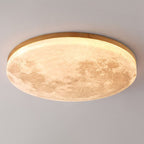 Lámpara de techo LED redonda empotrable Nordic de madera y PVC, 1 luz