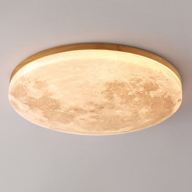 Lámpara de techo LED redonda empotrable Nordic de madera y PVC, 1 luz