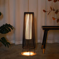 Lámpara de pie LED redonda vertical moderna minimalista, impermeable, de hierro y ratán para patio exterior