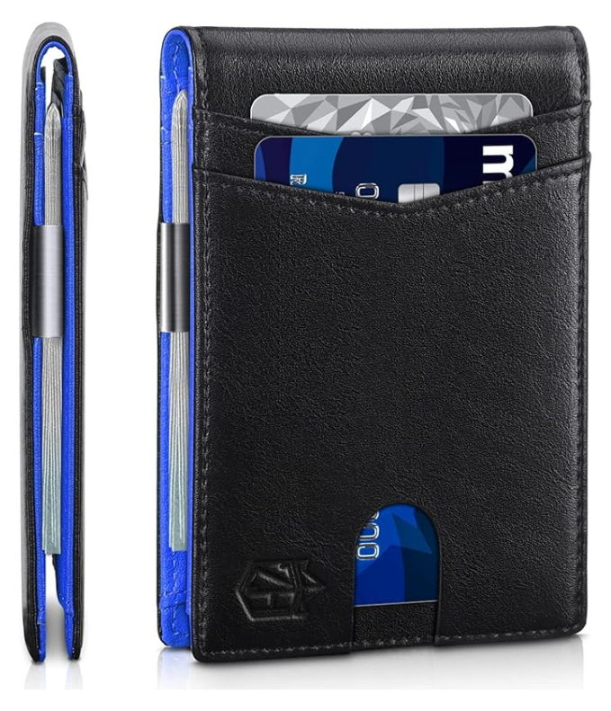 SafeSlim | Cartera de cuero RFID para hombre con diseño ultradelgado | Compacta y segura para uso diario