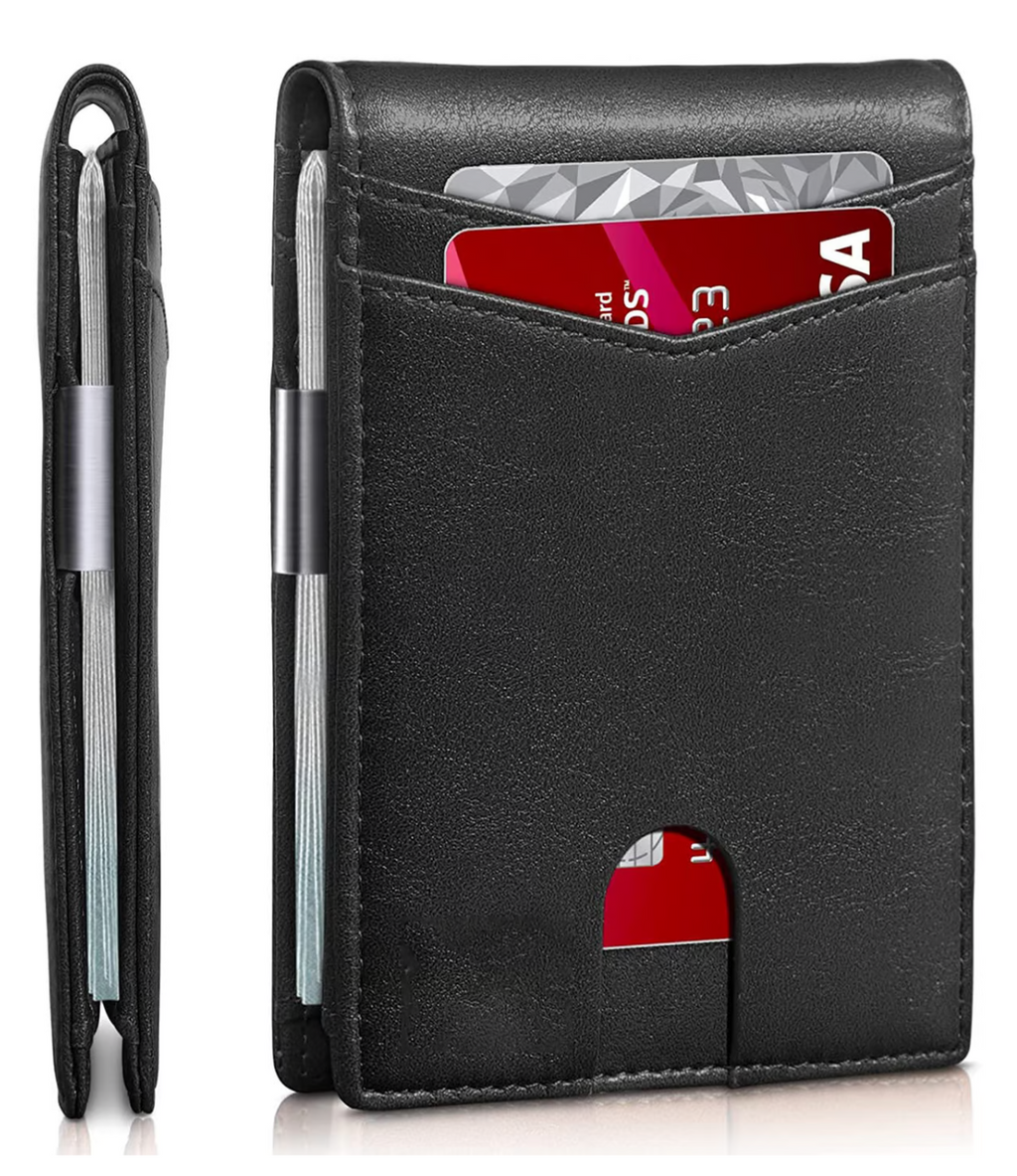 SafeSlim | Cartera de cuero RFID para hombre con diseño ultradelgado | Compacta y segura para uso diario