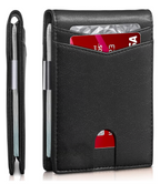 SafeSlim | Cartera de cuero RFID para hombre con diseño ultradelgado | Compacta y segura para uso diario
