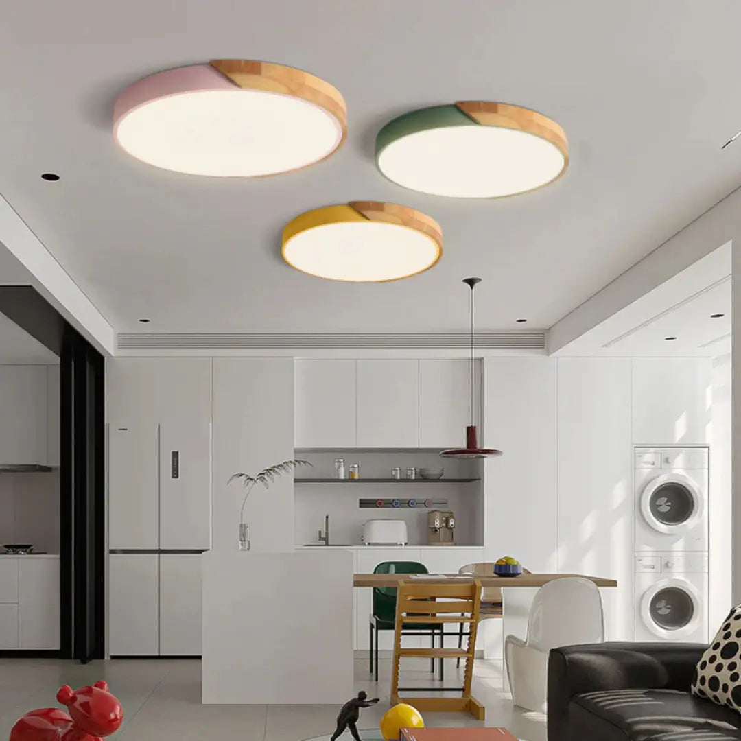 Lámpara de techo LED de madera escandinava: diseño moderno de montaje empotrado para un ambiente acogedor