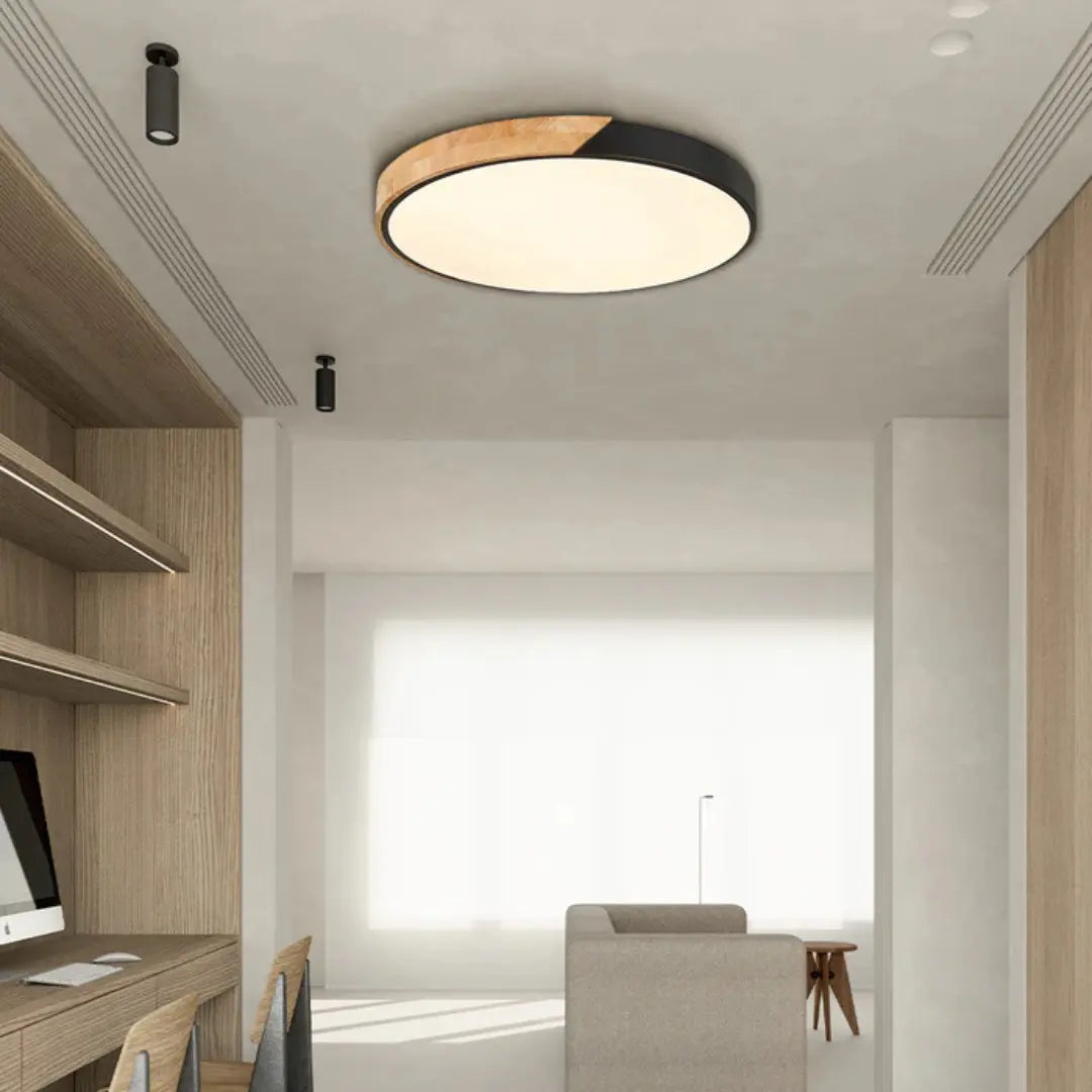Lámpara de techo LED de madera escandinava: diseño moderno de montaje empotrado para un ambiente acogedor