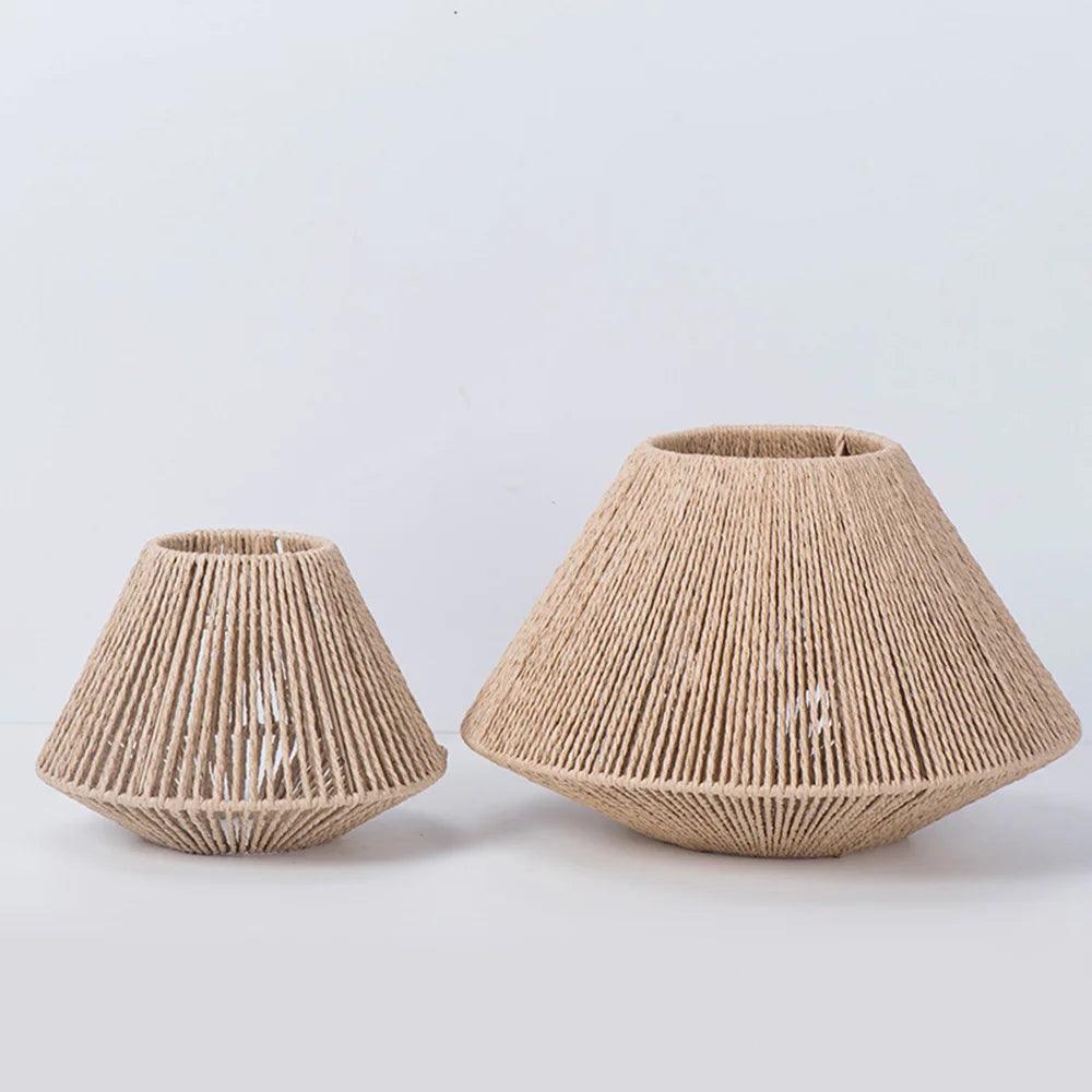 Lámpara de techo geométrica de madera | Diseño de cuerda de yute natural