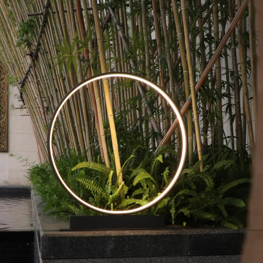 Lámpara de pie circular LED | Diseño moderno de anillo de aluminio