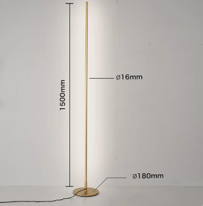 Lámpara de pie LED | Diseño minimalista moderno en color dorado