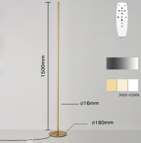 Lámpara de pie LED | Diseño minimalista moderno en color dorado