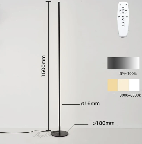 Lámpara de pie LED | Diseño minimalista moderno en color dorado