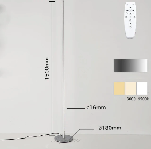 Lámpara de pie LED | Diseño minimalista moderno en color dorado