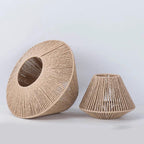 Lámpara de techo geométrica de madera | Diseño de cuerda de yute natural