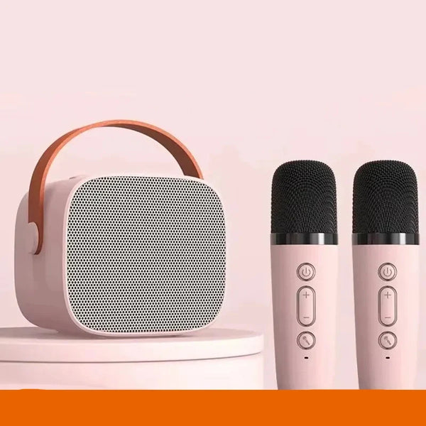 Máquina de karaoke portátil inalámbrica con micrófonos duales, altavoz Bluetooth y sistema DSP para fiestas infantiles, regalo viral de TikTok 2025