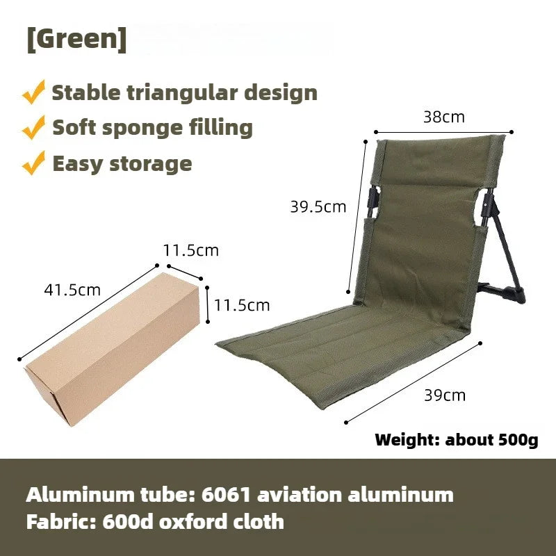 Silla plegable ultraligera para camping: asiento acolchado y comodidad portátil para exteriores.