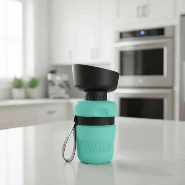 Botella de agua plegable AquaPaws para perros con bebedero integrado para perros activos