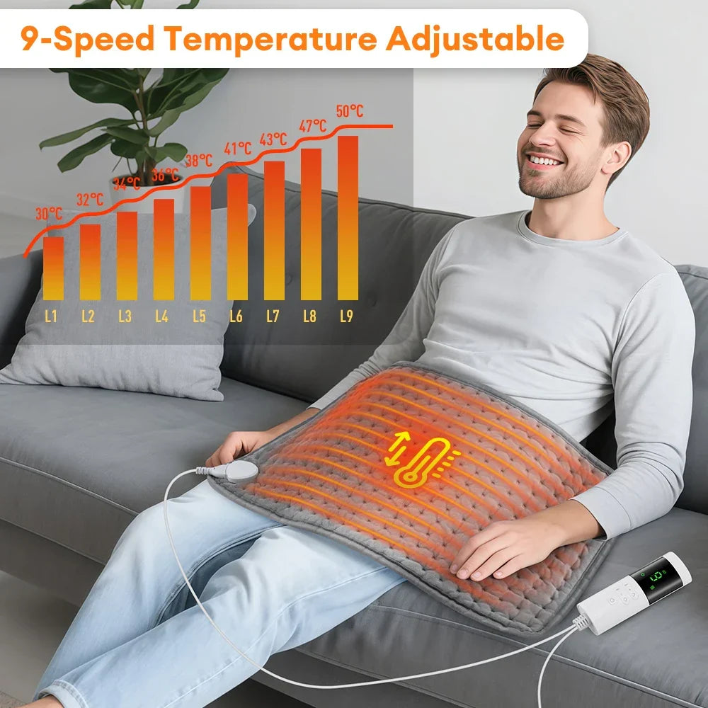 ThermaEase Elektrisches Heizkissen | 9 ajustes de temperatura y 4 modos de temporizador | 30x60cm | Barra de lavado y Schnellheizend | Para Rücken,