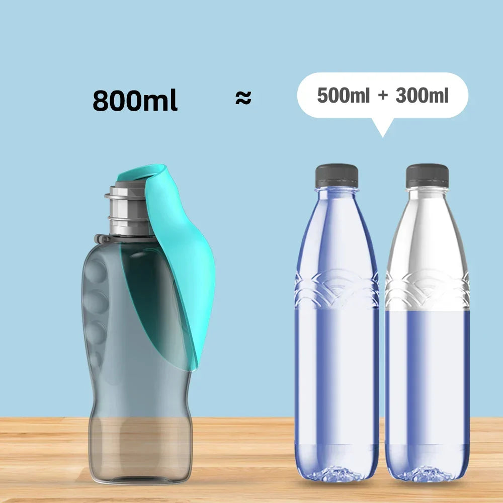 Botella de agua para perros | Auslaufsicher | Mit Trinkschale | 800ml