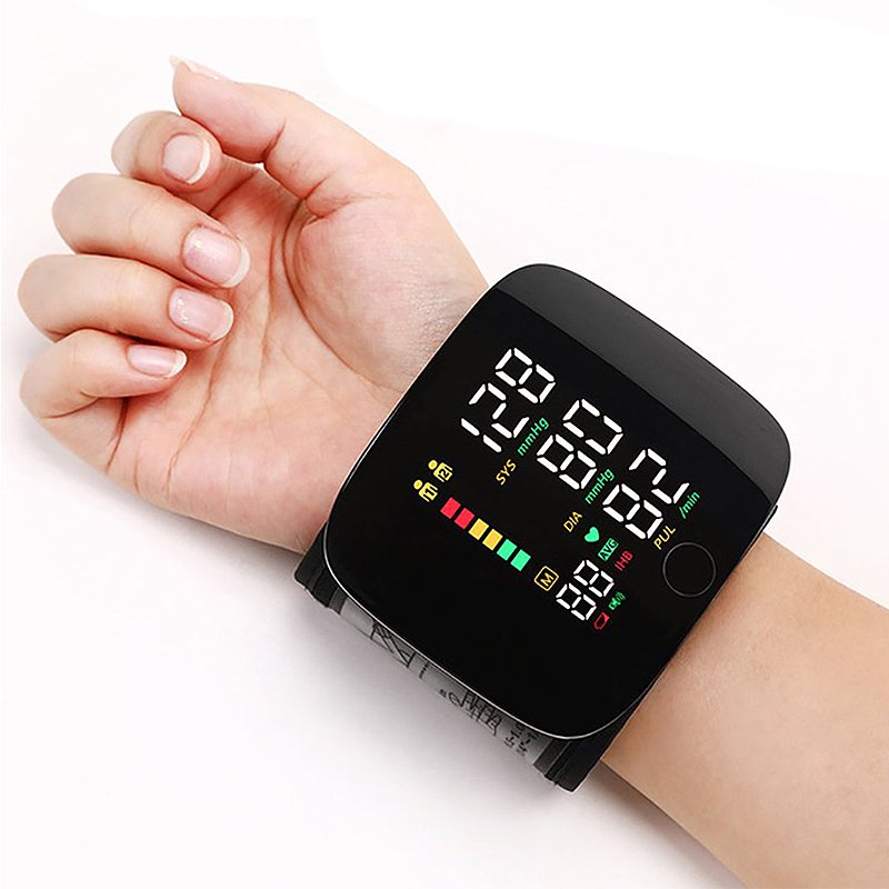 Tensiómetro de muñeca digital con avisos de voz y pantalla LCD