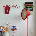 Perchero de pared de hierro fundido negro con diseño ondulado para recibidor, dormitorio o baño
