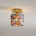 Lámpara de techo Vezari Tiffany, mosaico de vidrio, latón, E14, azul, rosa, para baño, pasillo, iluminación de techo, lámpara de techo vintage estilo