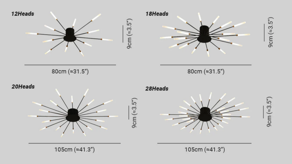 Lámpara de techo moderna con varios brazos de luz para una iluminación potente y elegante.